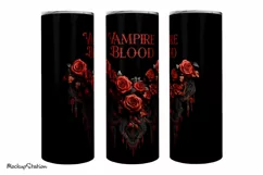 3D Halloween Roses Tumbler Wrap PNG |Gothic Vampire Blood Product Image 1