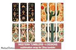 Western Tumbler Wrap| Vintage Southwest PNG Design for 20oz Product Image 1
