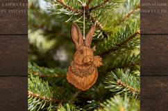 Christmas Bunny Ornament svg Laser Cut template Product Image 1