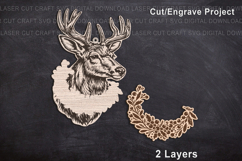 Deer Stag Ornament svg Christmas Decor Laser Cut template Product Image 2