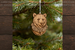 Christmas Bear Ornament svg Laser Cut template Product Image 1