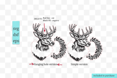 Deer Stag Ornament svg Christmas Decor Laser Cut template Product Image 3