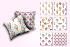 Cute ice cream in waffle cones seamless pattern. Summer Product Image 2