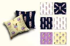 Blueberry ice cream. Cute summer Ice cream seamless pattern Product Image 2