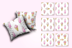 Summer. Wonderful bright Pink ice cream seamless pattern Product Image 2