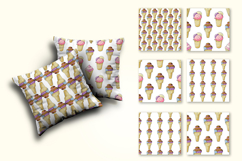 Cute ice cream in waffle cones seamless pattern. Summer Product Image 2