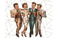 Vintage Glamorous Christmas Party Clipart PNG, Holiday Png Product Image 4