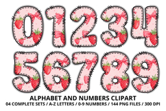 Coquette Strawberry Alphabet PNG Letters &amp; Numbers 300DPI Product Image 5