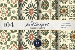 Retro Floral Block Print | Geometric Floral Pattern Product Image 1