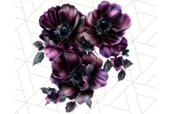 Gothic Floral PNG, Dark Aesthetic Flowers Clipart Print Product Image 5