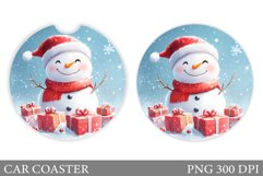 Cute Snowman Car Coaster. Christmas Car Coaster Sublimation Product Image 1