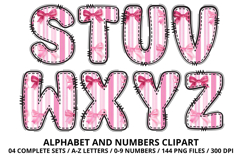 Coquette Bow Patchwork Alphabet PNG Letters &amp; Numbers 300DPI Product Image 4