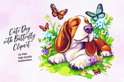 Cute dog with butterfly clipart Product Image 1