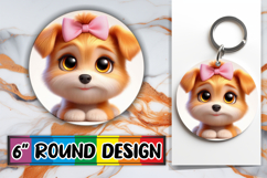 Sweet Sublimation Circle Keychain, 3D Dog Product Image 1