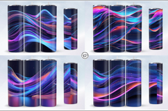 4 Vivid Neon Lines Tumbler Sublimations , 20 oz Tumbler Wrap Product Image 2