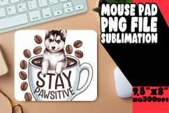 Cheerful MOUSE PAD Sublimation PNG, Coffee Dog Product Image 1