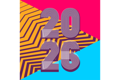 Retro cover background with vertical 2026 number on colorful Product Image 1
