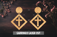24 Cross Earrings Laser Cut SVG I Christian Cross Earrings Product Image 22