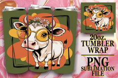 Cheerful escapes 20oz tumbler wrap, Cute Cow Product Image 1