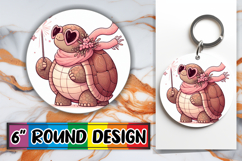 Cozy Circle Keychain Design PNG, Turtle Product Image 1