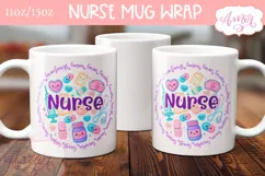 Cute Nurse Mug Wrap for Sublimation | Nurse mug PNG Product Image 2