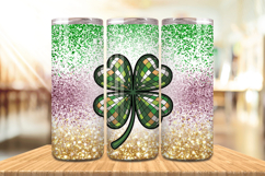 Glitter Four Leaf Clover Tumbler Wrap PNG Sublimation Design Product Image 1