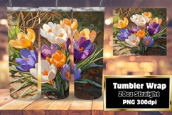Floral Tumbler Wrap with Oil Art for Sublimation Product Image 1