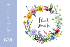 Watercolor Lovely Wildflower Wreath Clipart Product Image 1