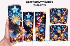 Eagle Skinny Tumbler 20oz Wrap Design,4th of july Tumbler Product Image 1