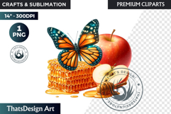 Vibrant Butterfly with Fruit PNG, Tropical Summer Clipart Product Image 1