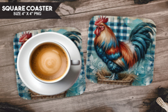 Chicken, Farm Animals, Buffalo Plaid Square Coaster PNG Product Image 1