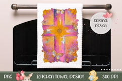 Pink Easter Cross Towel PNG, Christian Towel Design Product Image 1