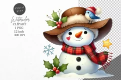 Christmas clipart, Snowman clipart, Winter sublimation Product Image 1