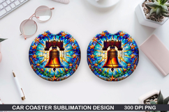 Liberty Bell Car Coaster Sublimation|4th Of July Coaster PNG Product Image 1