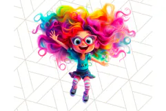 Cute Girl Clipart PNG, Playful Character Illustration Product Image 5