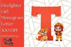 Firefighter Girl Letter T Clipart | Firewoman Alphabet PNG Product Image 1