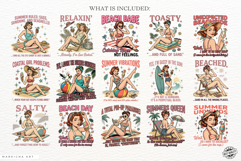 Funny Vintage Summer Beach Girl Clipart Product Image 4