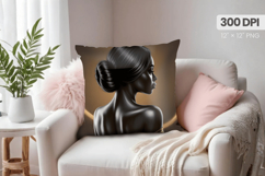 Afro Girl /Woman braided hair Pillow Design, Black Queen PNG Product Image 1