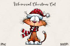 Cute Christmas Cat PNG | Whimsical Holiday Kitty Clipart Product Image 1