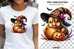 Funny Chicken Witch PNG | Halloween Chicken Lady Shirt Product Image 1
