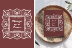 Hand Drawn Vintage Bow Lace Frame PNG Clipart Product Image 1