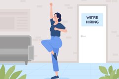 Excited to get job flat color vector illustration Product Image 1