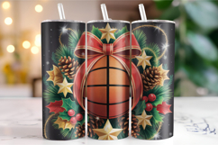 Merry Basketball Tumbler Wrap | Christmas Wrap Product Image 1