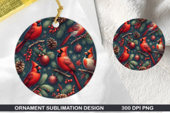 Cardinals Stained Glass Ornament PNG, Digital Download File Product Image 1