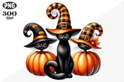 Halloween Cat And Pumpkin Sublimation - Clipart PNG Design Product Image 1