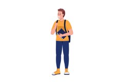 Smiling middle school student flat color vector character Product Image 1