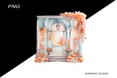 Watercolor Autumn Farmhouse Clipart, Fall Porch Clipart Product Image 1