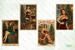 Vintage Christmas Pin-up Stamp Clipart Product Image 1