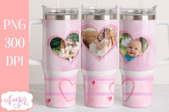 Pink 40oz photo tumbler wrap PNG, picture tumbler template Product Image 1