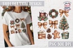 Christmas Coquette Bow PNG Holidays Funny Watercolor Product Image 1